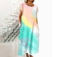 thumbnail image 2 of CHOK Robe en Lin Décontractée à Manches Courtes et Col Rond pour Femmes, Couleur Unie, Coton et Lin, Robe d'Été 2024 avec Poches, Gris, TG, 2 of 5