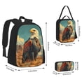 thumbnail image 4 of Naloa Western Desert Cactus Bald Eagle Print Large Capacity Backpack Lunch Bag Pencil Case Combination 3 Piece Set for Student, 4 of 8