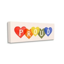 Stupell Industries Proud Text Bold Rainbow Heart Pattern Canvas Wall Art by Victoria Barnes
