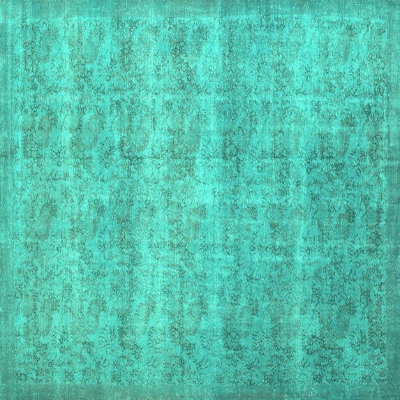 Ahgly Company Machine Washable Indoor Square Persian Turquoise Blue Traditional Area Rugs, 5' Square