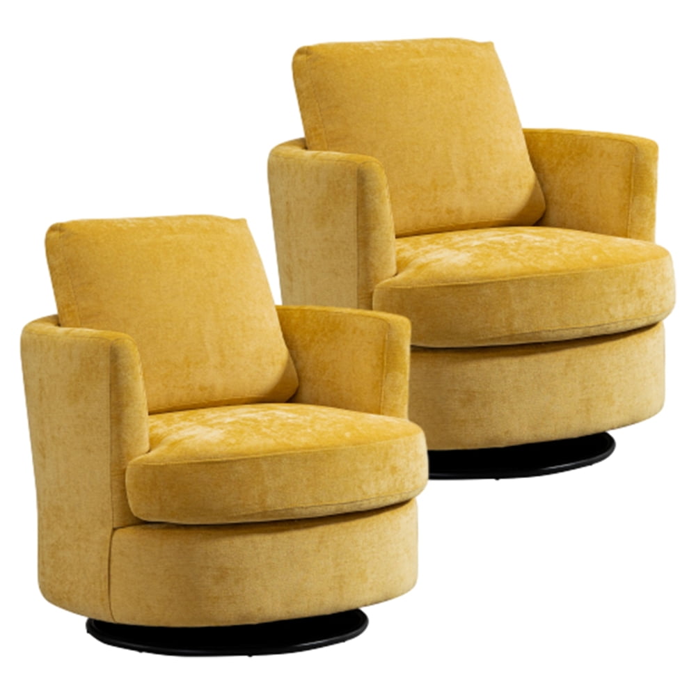 Set of 2 Swivel Barrel Chair, Homlike 32" W Chenille Round Accent Sofa