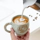 thumbnail image 3 of Taza de café de cerámica hecha a mano con estampado de hojas de bambú en relieve, 290 ml, textura rústica, apta para microondas, apilable, regalo para amantes del café., 3 of 8