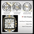 thumbnail image 3 of POEDAGAR Luxury Square Sport Man Wristwatch Waterproof Chronograph Stainless Steel Quartz Men's Watches, 3 of 6
