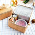 thumbnail image 3 of Portable Insulated Thermal Cooler Lunch Bag Imitation Rattan Outdoors Picnic Box, 3 of 5