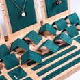 thumbnail image 3 of tredstone Jewelry Display Stand Bamboo for Earrings Rings Necklace Dark Green Velvet, 3 of 4