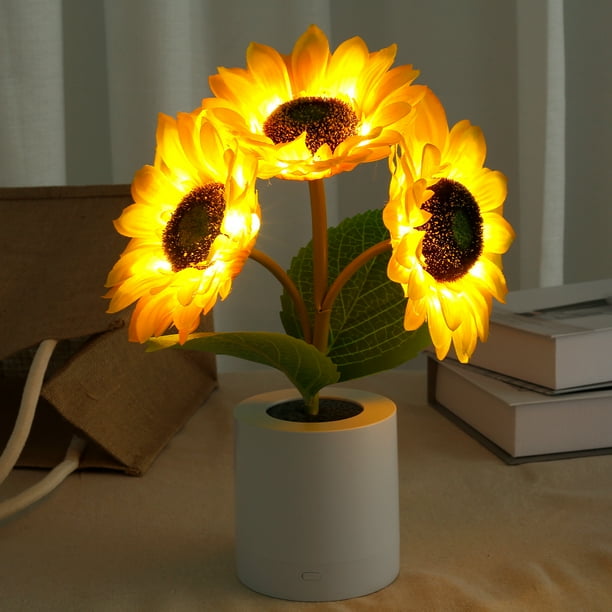 Sunflower Lamp, USB Rechargeable Sunflower LED Night Lamp, Table Lights