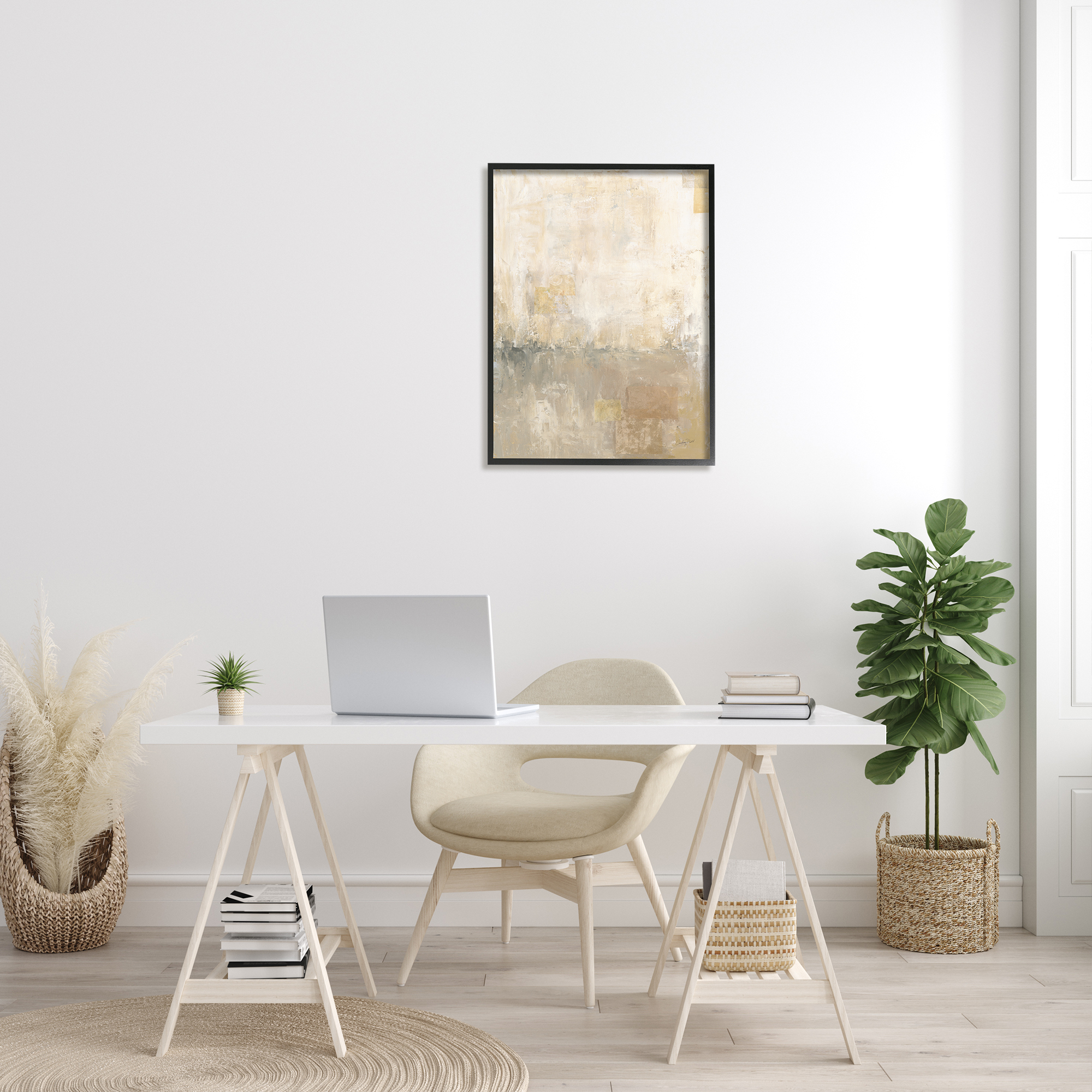 Stupell Industries Abstract Desert Horizon Landscape Distressed Grey Beige Shapes, 24 x 30, Design by Courtney Prahl
