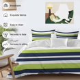 thumbnail image 3 of Green and Duvet Cover Set King Size, Dark Blue Stripe Geometric Abstract Striped 4 Piece Soft Microfiber Bedding Set with 1 Duvet Cover, 1 Flat Sheet, 2 Pillowcases, 3 of 9