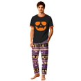 thumbnail image 3 of Halloween Family Pajamas Set Long Sleeve Crew Neck, Soft Matching Halloween Pajamas with Sunglasses Pumpkin & Candy Stripe Print, Festive Family Halloween Pajama Set, 3 of 7