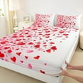 thumbnail image 3 of Castle Fairy Romantic Stripes Love Heart Twin Sheet Sets 3pcs for Kids Teens Adults,Valentine's Day Festival Twin Fitted Sheet Microfiber,Red White Breathable Flat Sheet,Lightweight Room Decor, 3 of 7