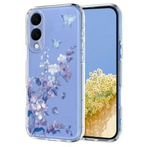 Compatible with Samsung Galaxy S25 Edge Case Clear with Flower Design, Cute Soft Silicone TPU Floral Aesthetic Women Girls Transparent Protective Shockproof Anti-Scratch Anti-Yellow Phone Cover, A