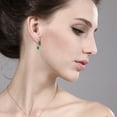thumbnail image 4 of Gem Stone King 925 Sterling Silver Green Nano Emerald French Wire Dangling Earrings for Women (1.20 Ct Oval 7X5MM), 4 of 4