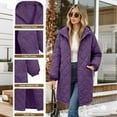 thumbnail image 2 of QATAINLAV Purple Women's Zip Up Warm Hooded Quilted Coat Solid Color Long Winter Puffer Jacket with Pockets for Outdoor Work Skiing, 2 of 10