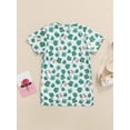 thumbnail image 4 of SAYOO Kid Girl Short Sleeve Dress Clover/Cartoon Printed Round Neck Loose Fit Dress Casual Simple One-Piece Clothes, 4 of 8