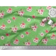 thumbnail image 3 of Soimoi Green Japan Crepe Satin Fabric Leaves & Ranunculus Floral Print Fabric by the Yard 42 Inch Wide, 3 of 3