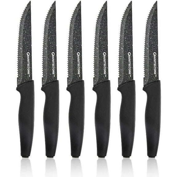GraniteStone Nutriblade 6 Piece Non-Stick Steak Knife Set Color: Black