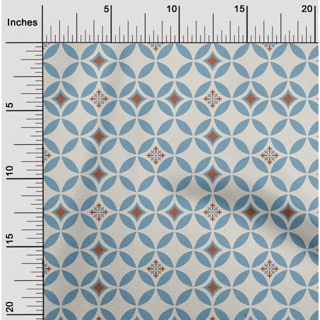 oneOone Cotton Cambric Light Gray Fabric Floral & Tiles Moroccan Sewing Craft Projects Fabric Prints By Yard 56 Inch Wide