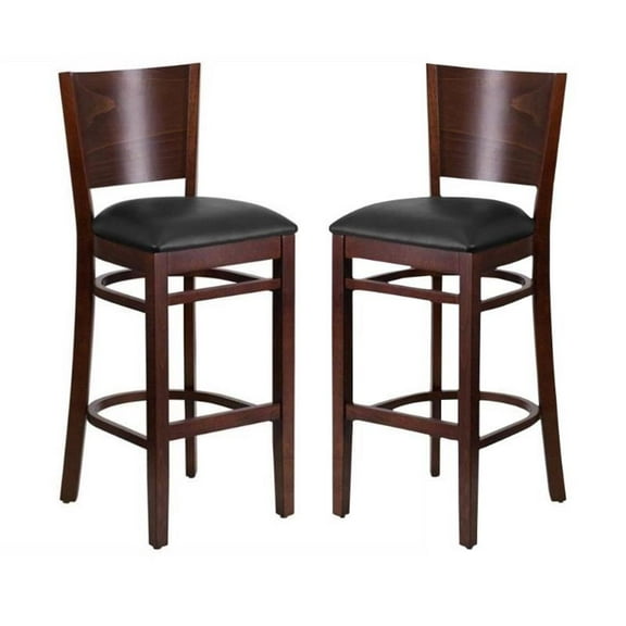 Home Square 43.5" Upholstered Restaurant Bar Stool in Black - Set of 2