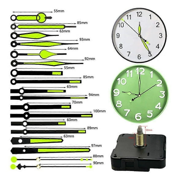Plastics Clock Mechanism Silent Quartz Clock Movement Machine Wall Hands Pointers Repair Tools Set Fluorescent Color