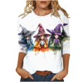 thumbnail image 3 of yoeyez Graphic Tshirts for Women Halloween Vintage Witch Shirts 3/4 Sleeve Crewneck Tunic Tops Multicolor,S, 3 of 6
