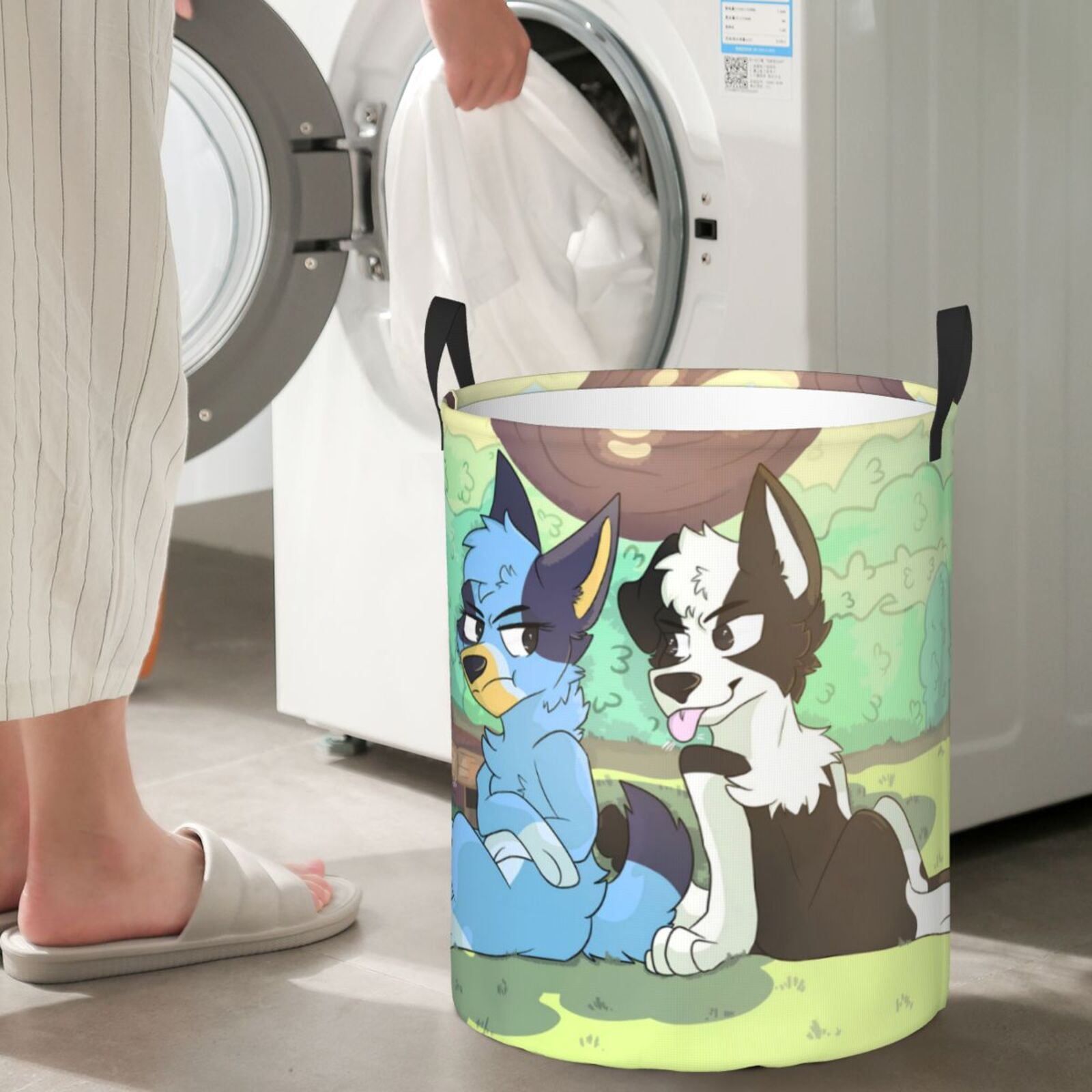 Johaoi Bluey Pattern Round Large Laundry Basket -Storage Basket - Toy Storage Basket, Perfect as Hamper, Kids Room Storage, and Toy Containment-