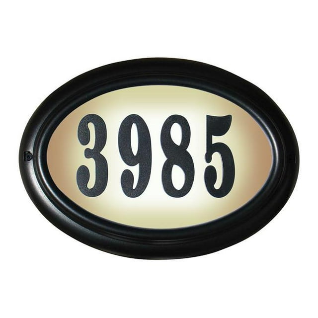 QualArc LTO-1302-BL-PN 15 in. Edgewood Oval Do It Yourself Kit Lighted Address Plaque in Black Frame Color