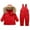 Red, variant on Odeerbi Boys Girls Winter Coat Baby Thickened Down Jacket Strap Pants Two-piece Suit