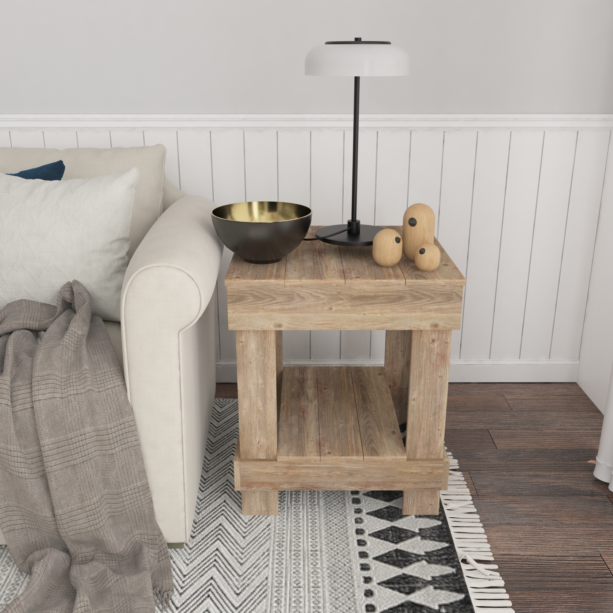 Woven Paths Reclaimed Wood Farmhouse Rustic Square End Table, Natual Brown - image 3 of 6
