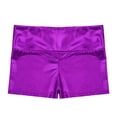 thumbnail image 3 of inhzoy Kids Girls Shiny Metallic Dance Shorts Hot Pants Stretchy Bottoms Purple 16, 3 of 5