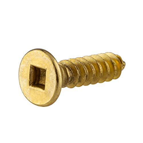 SCR458FPHBP | Pre-Drilling Screws for Wood Antique or Modern Furniture Pack of 25 #4 X 5/8 Brass Plated Flat Countersunk Head Phillips Drive Machine Wood Screws