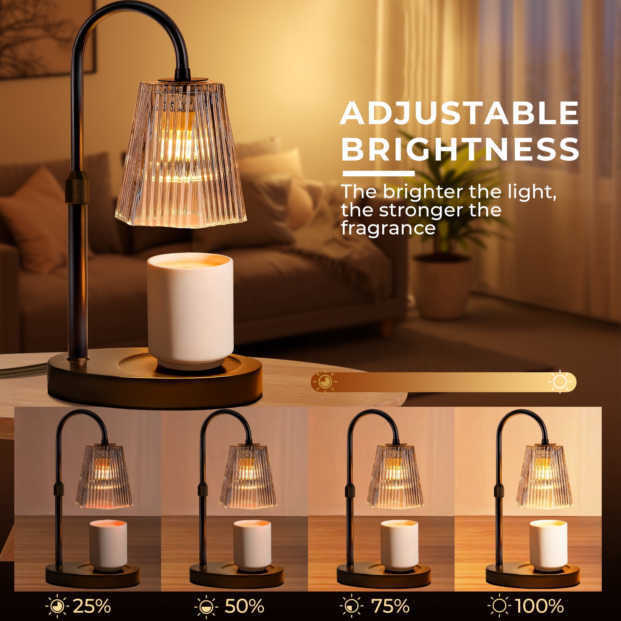 AOLIGO Candle Warmer Lamp, Tabletop with Timer and Dimmer, Adjustable Height, Flame-Free for Home Decor, Gift for Christmas