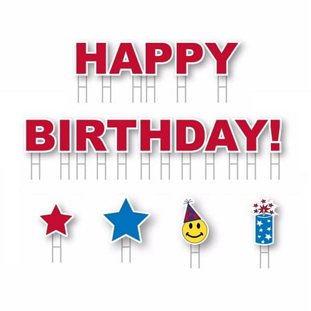Yard Card HAPPY BIRTHDAY! Boy or Girl All-Weather 18pc Greeting Sign Kit, Red