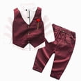 thumbnail image 2 of 2-3 Years Toddler Kids Boys Suit 3Pcs Set 12 18 Months 2T 3T 4T 5T 6T 7T Kids Long Sleeve Formal Dress Shirt with Bowtie Vest Pants Set Tuxedo Wedding Party Outfits Kids Boys Winter Outfits,Blue, 2 of 9