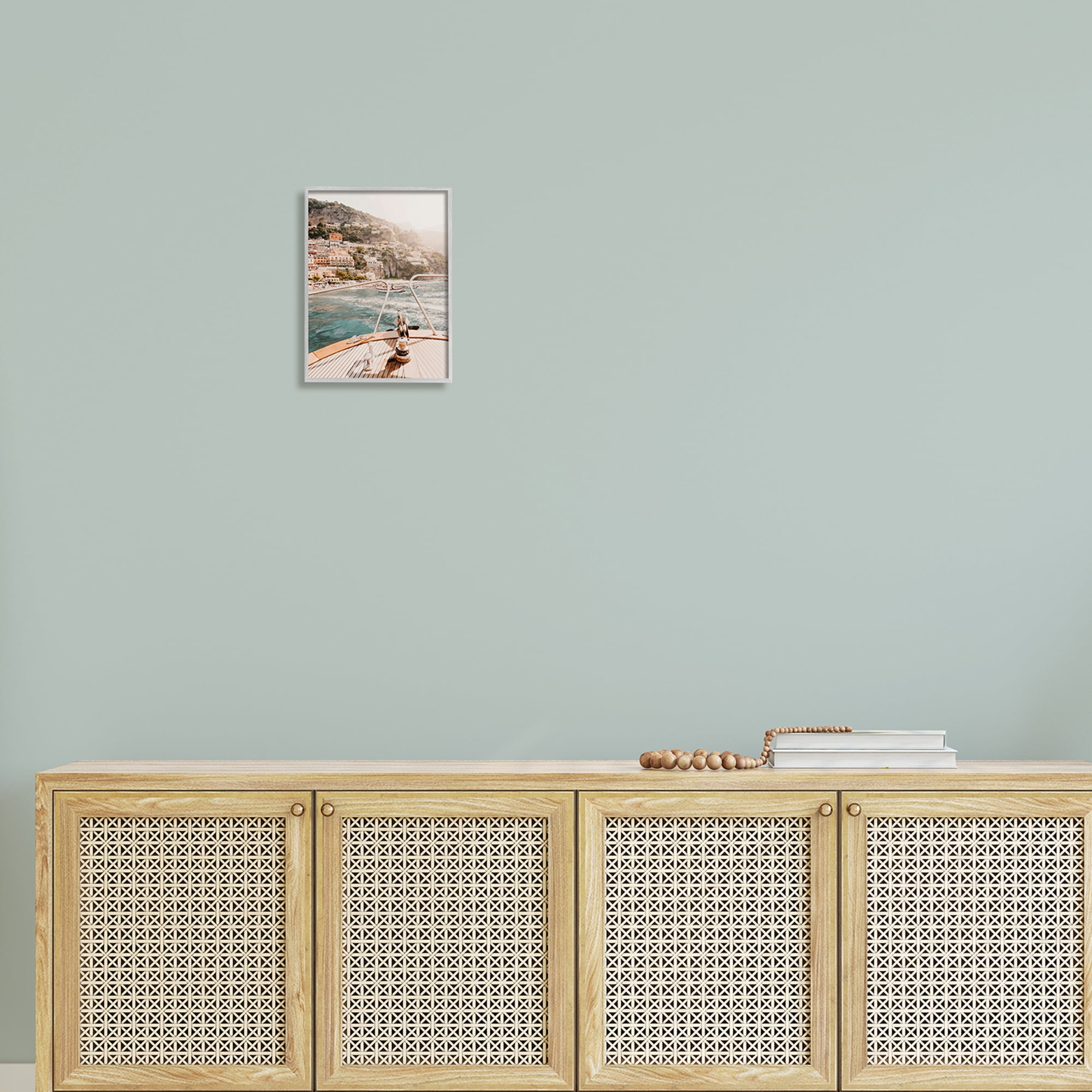 Stupell Boating Coastal Seaside Town Buildings Landscape Photography Gray Framed Art Print Wall Art