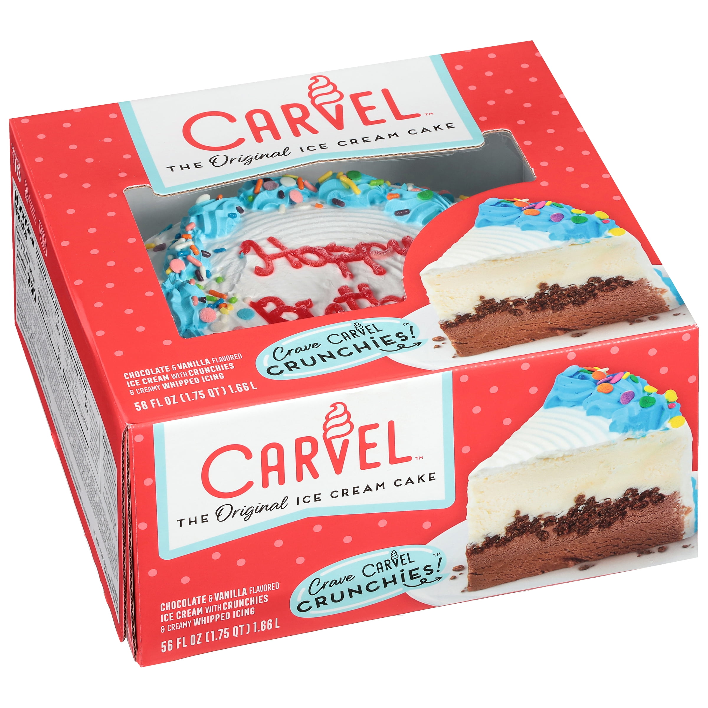 Carvel Chocolate & Vanilla Ice Cream Cake with Crunchies, Round, 56 fl oz - Frozen Dessert