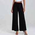 thumbnail image 2 of PTHTECHUS Womens Wide Leg Lounge Pants with Pockets High Waisted Elastic Loose Casual Trousers Dress Work Pants, 2 of 4