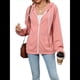 thumbnail image 2 of Sudadera con Capucha Informal con Cremallera para Mujer, Cómoda, Holgada, de Larga, Color Liso, con Bolsillos. Rosa S, 2 of 10