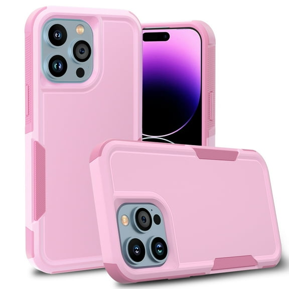 Xhy iPhone 14 Plus Case 2 in 1 Double Layer Rugged Drop Resistant, Military Grade Full Body Protection TPU Durable Detachable for iPhone 14 Plus 6.7 inch 2022 Phone - Pink