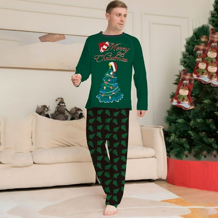 

Fiudx Christmas Fashion Long Sleeves Men Printed Top+Pants Family Matching Pajamas Set 383