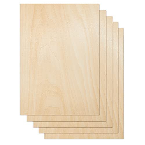 CRAFTIFF Plywood Board Basswood Sheets 1/16 inch, Thin Natural Unfinished  Wood for Crafts, Hobby and Model Making , 1.5mm (5 Sheets) 