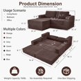 thumbnail image 3 of Holaki 5 in 1 Modular Sectional Sofa with Movable Ottoman, L-Shaped Convertible Boneless Couch for Living Room, Corduroy Deep Seat Sofa, Brown, 3 of 10