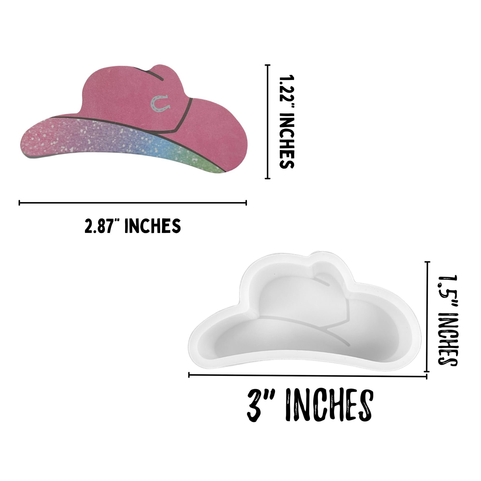 Cowboy Hat Freshie Cardstock Cutouts 1.2 x 2.8 inch  12 pk MIXED Designs Country Western for Scented Aroma Bead Bake Oven Safe Fits Air Vent Pocket Hat Silicone Mold Cardstock + Silicone Mold