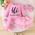 thumbnail image 3 of WIBACKER Newborn Baby Girl Outfit Infant Girls Outfits Long Sleeve Ruffle Romper+Tulle Tutu Skirt+Leg Warmer+Headband 4Pcs Clothes Set, 3 of 8