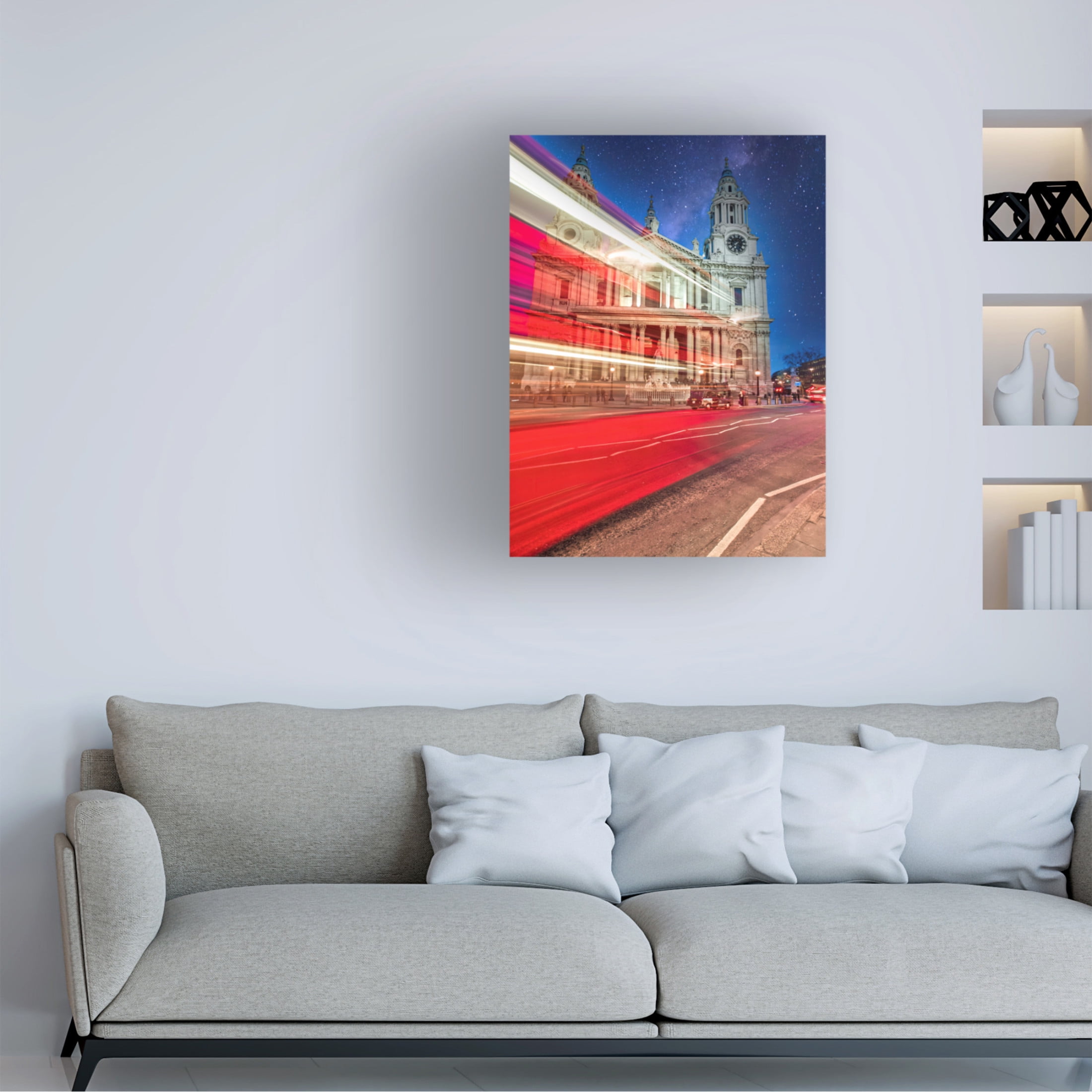 Canvas Wall Art - Mark A Paulda 'Red Double Decker Bus And St Pauls Cathedral II' Wall Art for Living Room, Bedroom, or Office Décor by Trademark Fine Art - 18 x 24 Inches