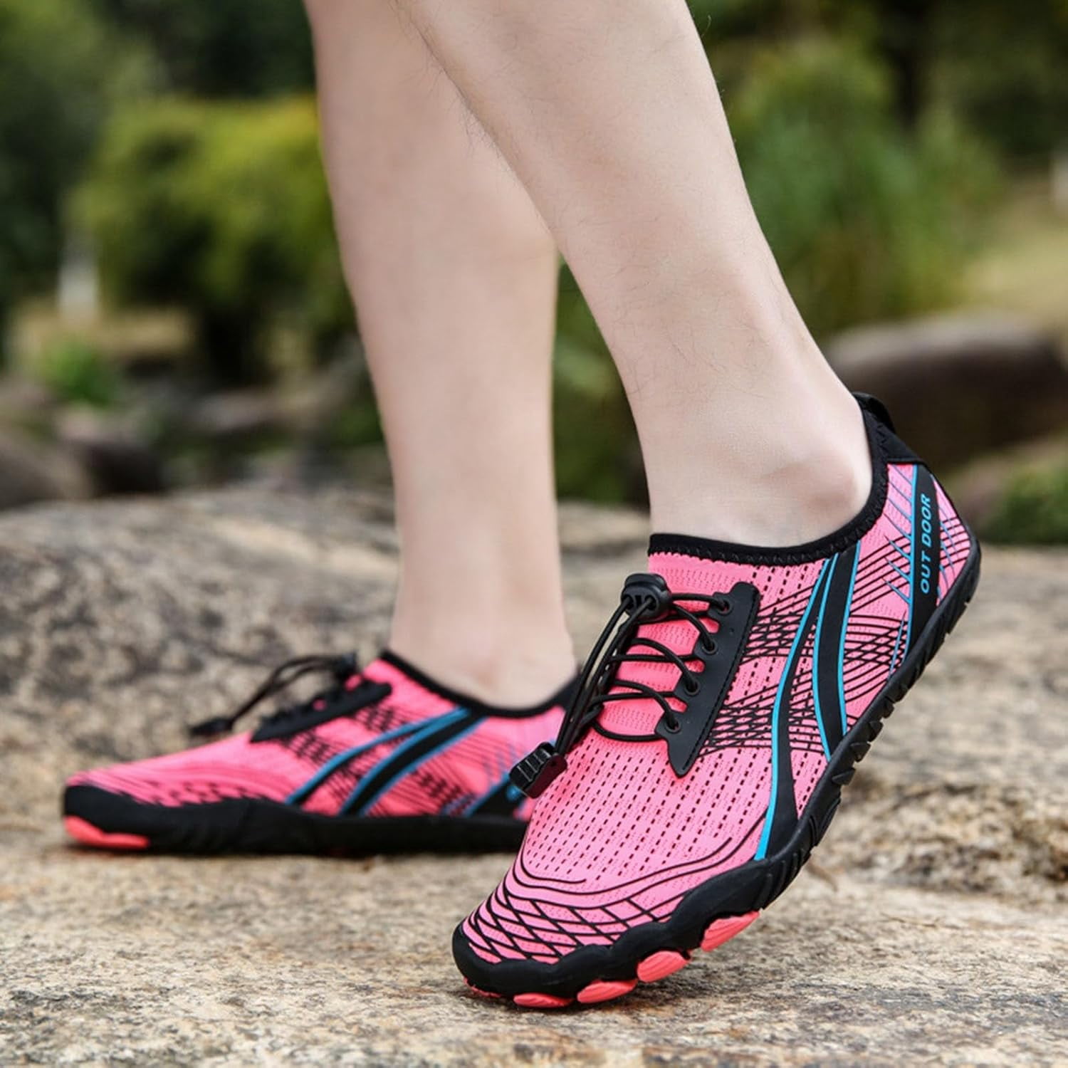 Womens Barefoot Shoes Hiking Boots Wide Sports Shoes Hiking Shoes,Outdoor wading shoes, five-finger beach swimming and fishing shoes, sports climbing mesh shoes