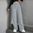 thumbnail image 4 of BLVB Women's Comfy Lounge Pants Wide Leg Baggy High Waist Ribbed Workout Pants Fall Outfits with Drawstring, 4 of 6