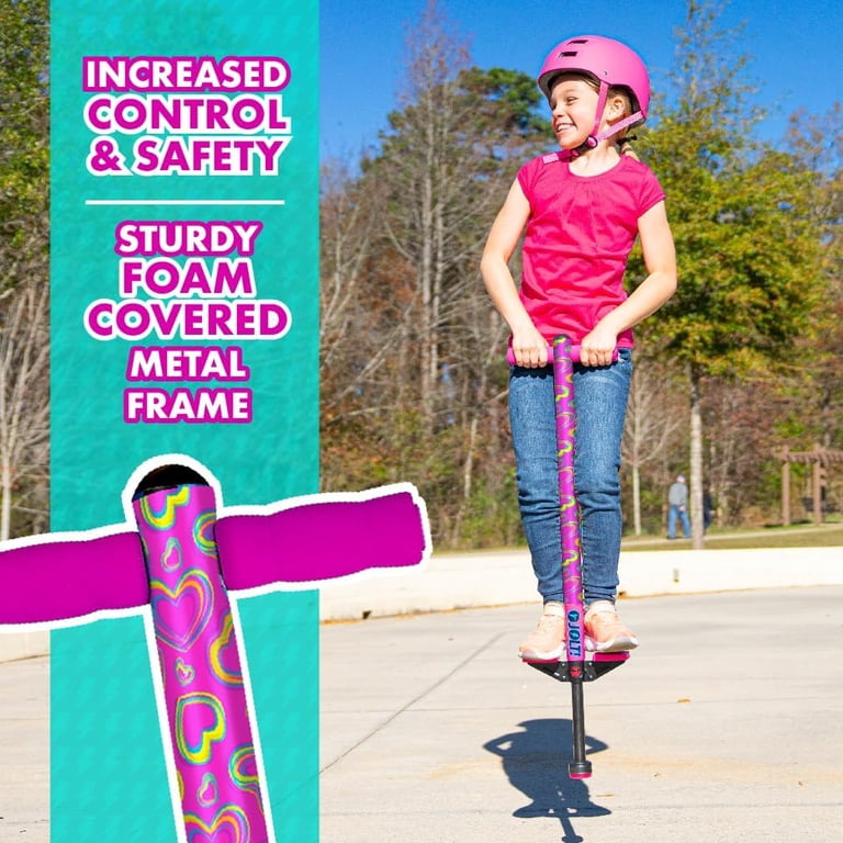 Flybar Jolt Pogo Stick for Kids, Pink Hearts, Ages 6+ photo 4