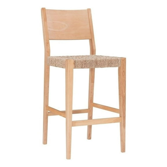Pemberly Row 29" Contemporary Wood Barstool in Natural (Set of 2)