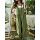 thumbnail image 3 of Txlixc Babero de ocio femenino, pantalones de verano sin mangas de piernas anchas de color sólido, con bolsillos Txlixc moda, 3 of 9