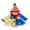 Yellow Blue, variant on BemeyourBBs Baby Girl Halloween Outfit Baby Kids Baby Clown Costume Infant Ruffled Long Sleeve Patchwork Pompom Romper Dress and Pointed Hat Set